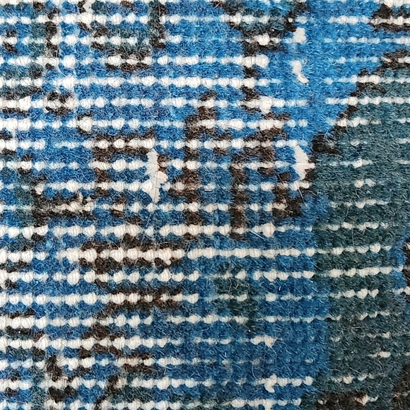 IKEA Turkish kilim wool accent throw pillow cover 18x18 coastal blue white boho - Picture 4 of 9